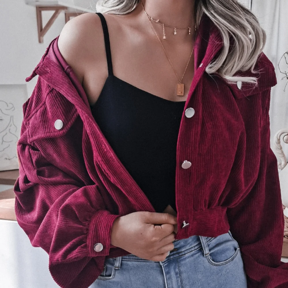 Quinn Lantern Cord Jacket - Burgundy